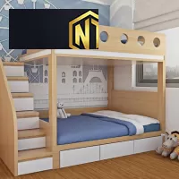 GIƯỜNG TẦNG TRẺ EM NGỌC THỊNH CÓ CẦU THANG AN TOÀN CHO TRẺ